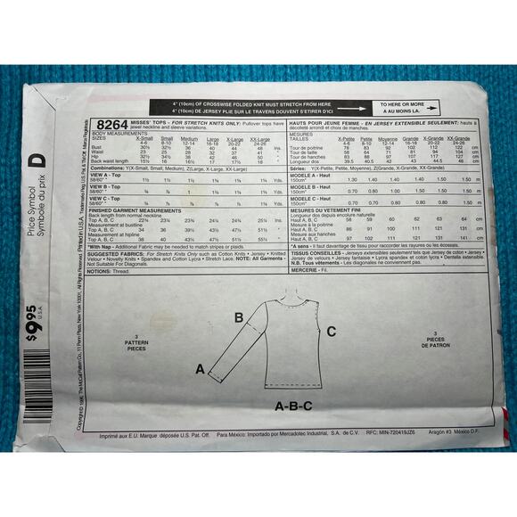 McCalls 8264 Sewing pattern tshirt knit top tank top siez XS S M - Picture 3 of 6